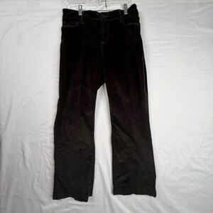 NYDJ Barbara Bootcut Corduroy Pants 12 Brown Chocolate Fine Wale Trousers
